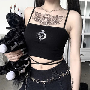 Gothic Sleeveless Crop Top Sexy