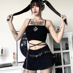 Gothic Sleeveless Crop Top Sexy