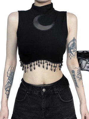 Black gothic sleeveless crop top