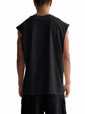 Back view on the model, the panel left plain and the hem running straight across the hip