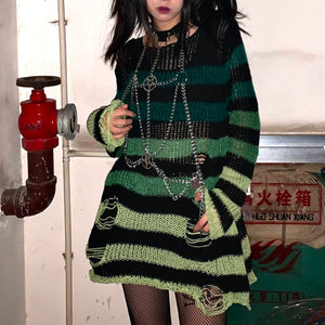 Gothic Striped Y2K Top