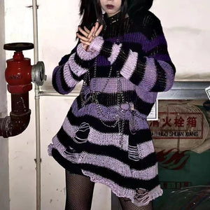 Gothic Striped Y2K Top