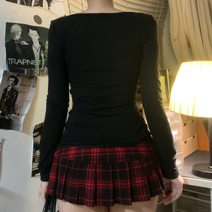 Gothic V-neck Black Tops