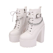 Gothic White Platform Boots Womens