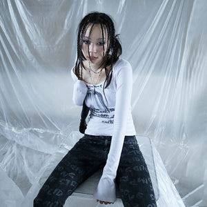 Graffiti Print Y2K Top