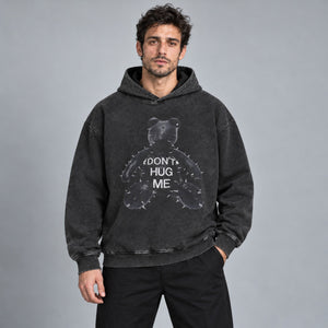 Graphic Washed Black Y2k Hoodie – worn by a man