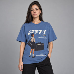 Graphic Y2K Loose Tops Tees – worn by a woman