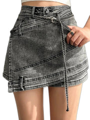 Gray Above Knee Skirts Y2K