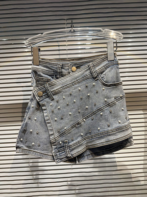 Gray Above Knee Skirts Y2K