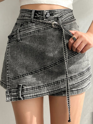 Gray Above Knee Skirts Y2K