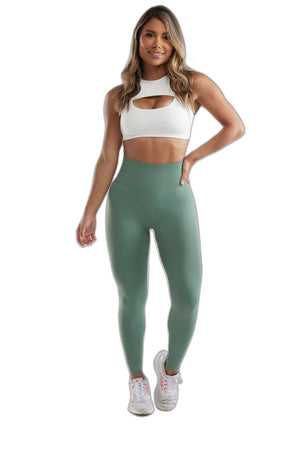 Green Leggings Scrunch Butt - product view on white background