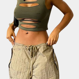 Green Sleeveless Crop Top