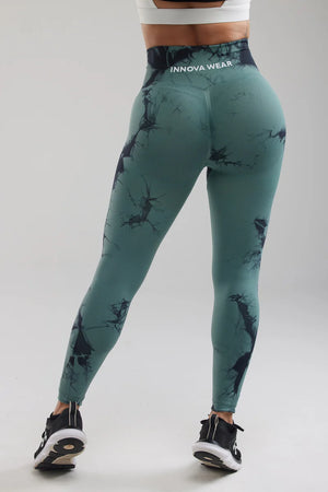 Green Tie-Dye Scrunch Butt Leggings