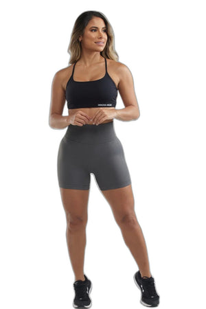 Grey Booty Shorts - product view on white background