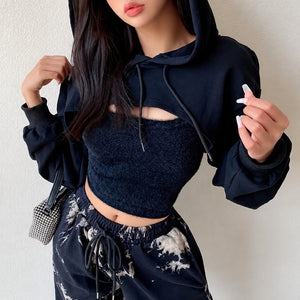 Grey Crop Hoodie