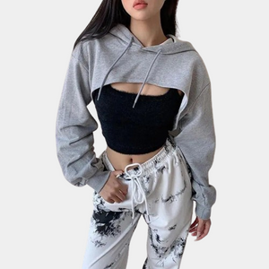 Grey Crop Hoodie