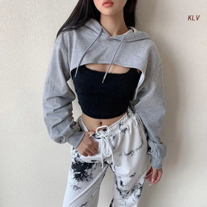 Grey Crop Hoodie