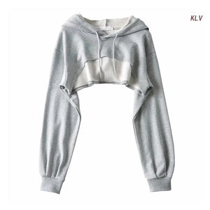 Grey Crop Hoodie