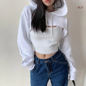 Grey Crop Hoodie