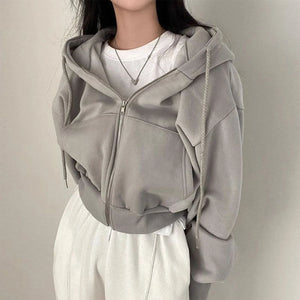 Grey Cropped Hoodie