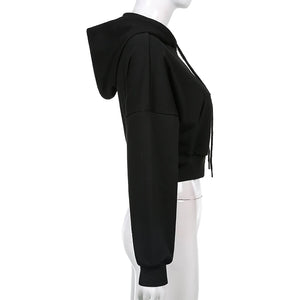 Grey Cropped Zip Up Hoodie