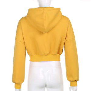 Grey Cropped Zip Up Hoodie