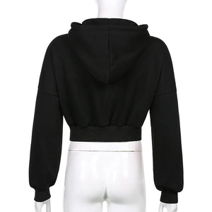 Grey Cropped Zip Up Hoodie