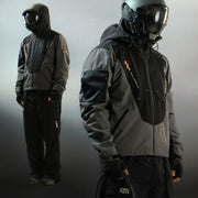 Grijze Techwear Windbreaker met Capuchon