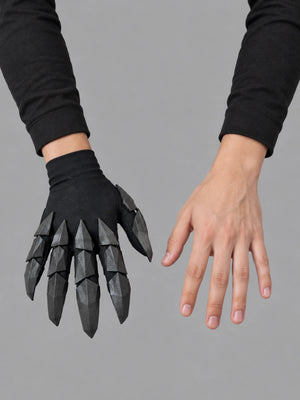 Hand Armor Techwear Gloves worn on the right hand, close-up front view on a grey studio background