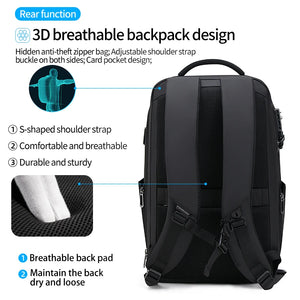 Black faceted hardshell backpack with a 17.3 inch laptop compartment