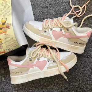 Heart Pattern Skateboard Shoes Y2K