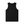 Back of the black tank laid flat, plain, with the same binding around the neck and arms