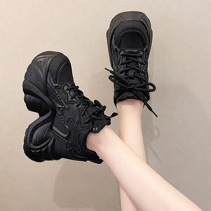 Height Increasing Black Platform Sneakers