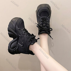 Height Increasing Black Platform Sneakers