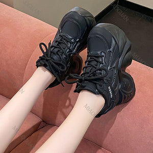 Height Increasing Black Platform Sneakers