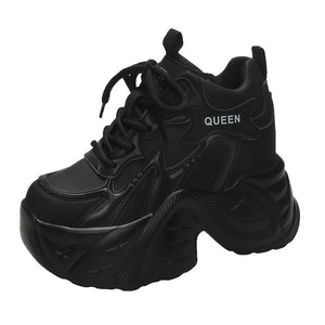 Height Increasing Black Platform Sneakers