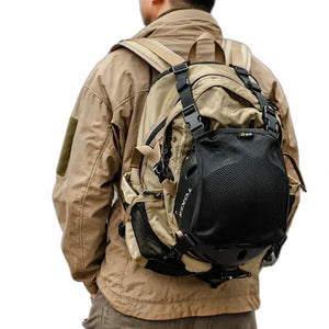 Tactical techwear backpack in nylon with external helmet net
