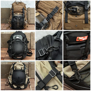Tactical techwear backpack in nylon with external helmet net