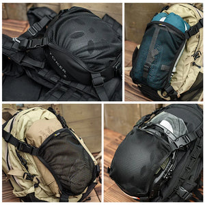 Tactical techwear backpack in nylon with external helmet net