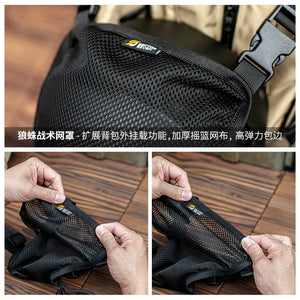 Tactical techwear backpack in nylon with external helmet net