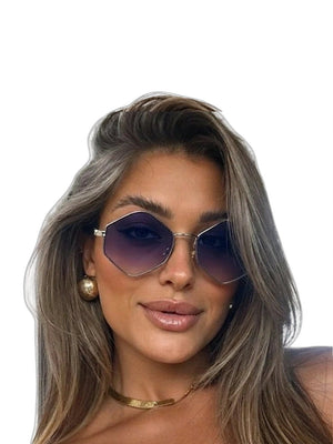 Hexagon Cyberpunk Sunglasses - product view on white background