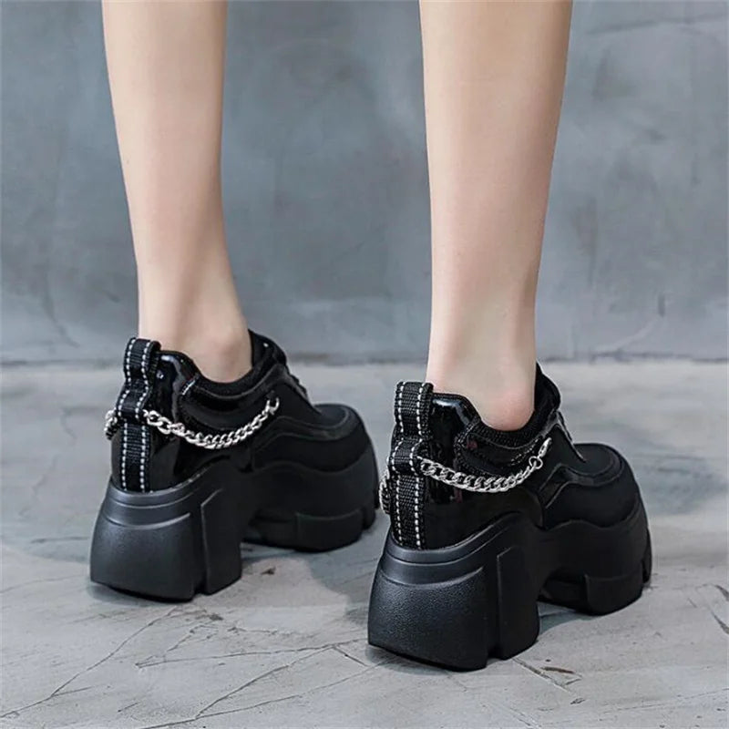 Hidden Heels Black Platform Sneakers | CYBER TECHWEAR®