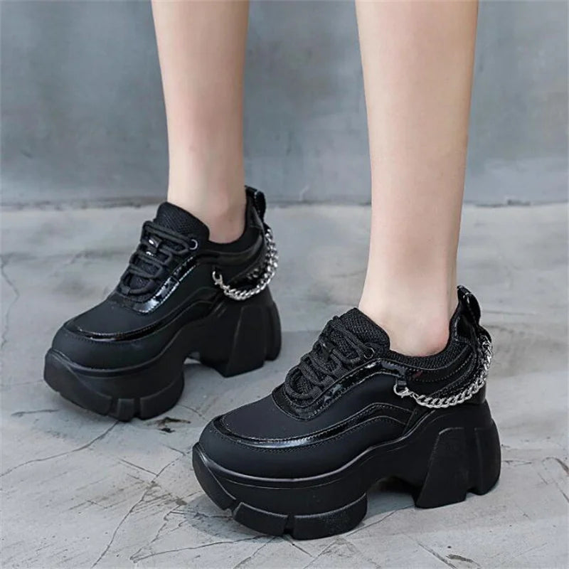 Hidden Heels Black Platform Sneakers | CYBER TECHWEAR US 6 / EU 37 Hidden Heels Black Platform Sneakers | CYBER TECHWEAR US 6 / EU 37