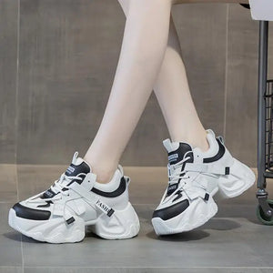 Hidden Heels White And Black Platform Sneakers