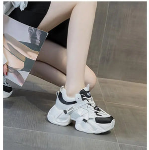 Hidden Heels White And Black Platform Sneakers