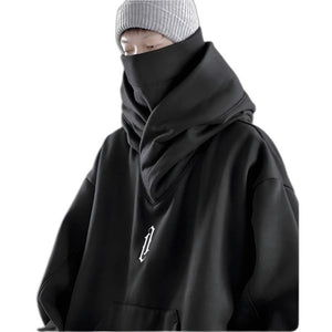 High collar hoodie techwear - product view on white background