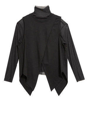 High Neck Black T Shirt for Women