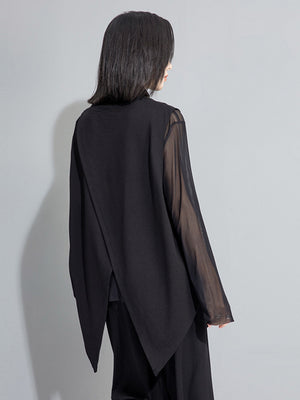 High Neck Black T Shirt for Women