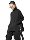 High Neck Black T Shirt Women's