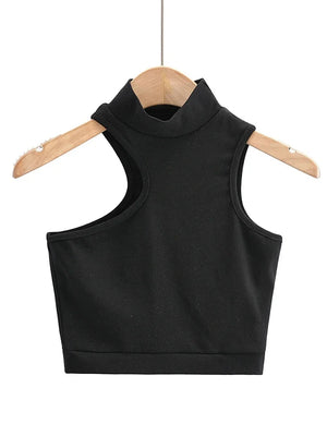 High Neck Sleeveless Crop Top